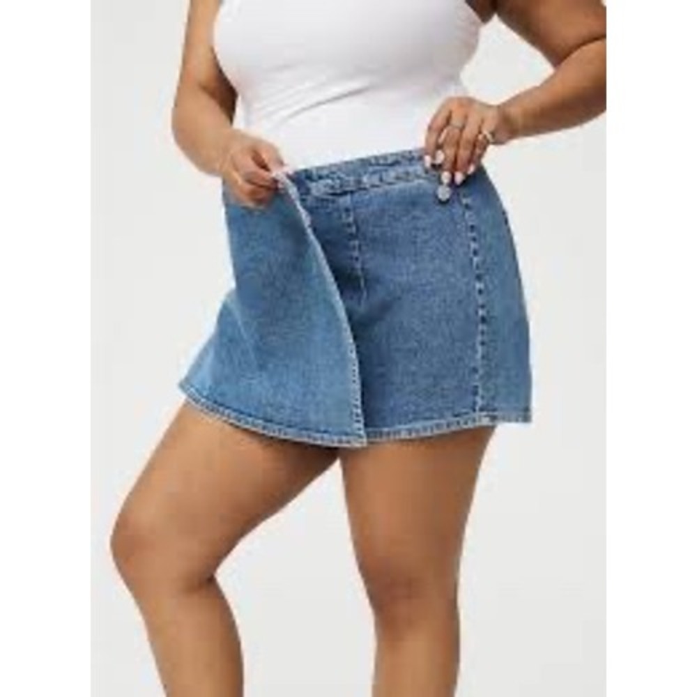 Torrid Denim Skort Women 24 Blue Blazer New Wrap A-Line Mini Shorts 44956629